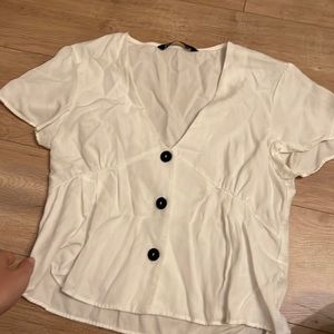 Zara white crop top with buttons